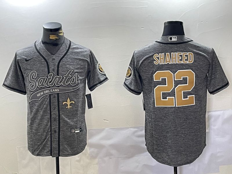 Men New Orleans Saints #22 Shaheed Grey Joint Name 2024 Nike Limited NFL Jersey style 3